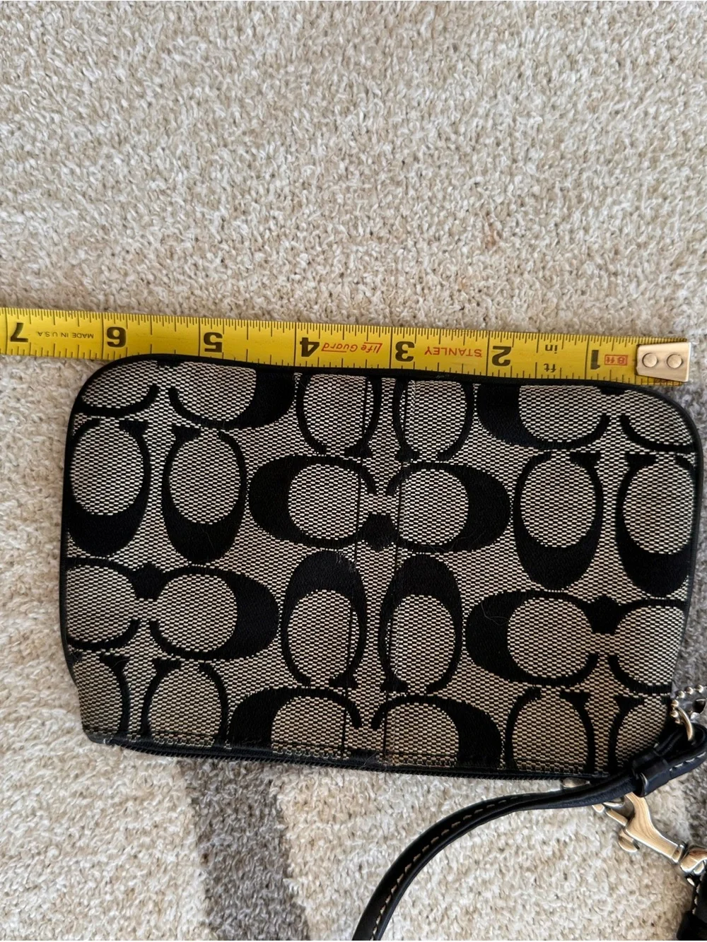 Coach Black and Tan Signature Wristlet Clutch